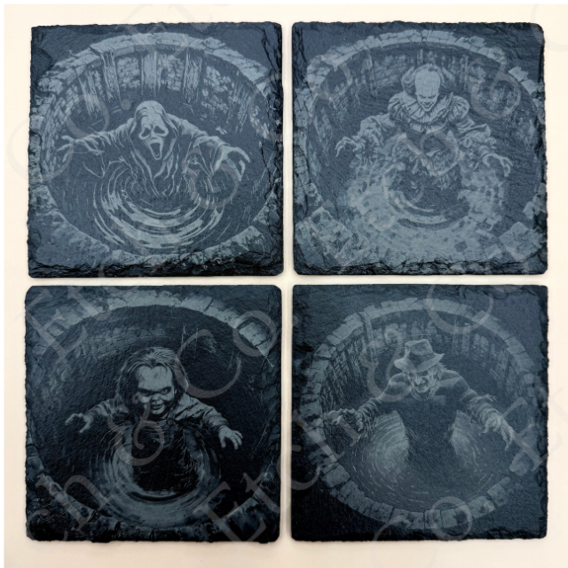 Slate Coasters _ Halloween Horror