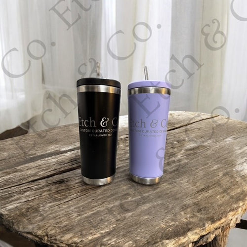 Custom Insulated Tumbler with Straw — Etch & Co. Branding or Your Logo